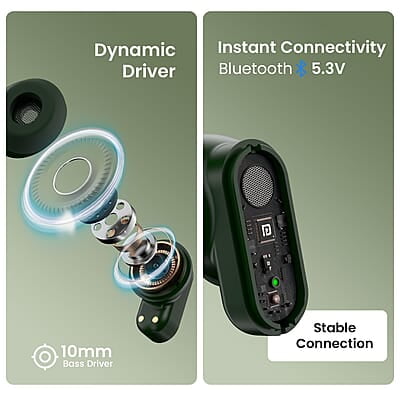 Portronics Harmonics Twins S16 in Ear Wireless TWS Earbuds with 24 Hrs Playtime Bluetooth 5.3v