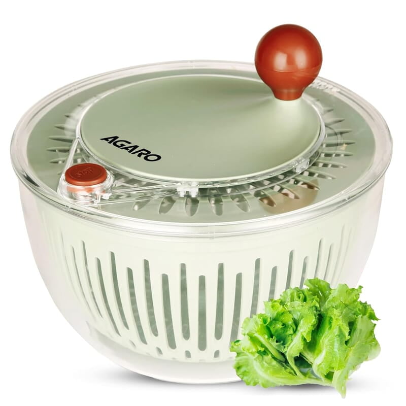 AGARO Elite Salad Spinner, 5L, Vegetable Cleaner, Removes Excess Water and Pesticides, Cleans Vegetables Thoroughly, Use for Mixing Salad with Dressing