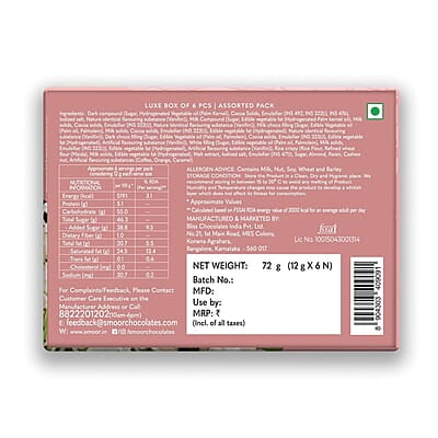 SMOOR Luxe Treat Gift Pack Special Occasions Box of 6 120gm, Pack Of 1 SMOOR Luxe Treat Gift Pack Special Occasions Box of 6 120gm, Pack Of 1