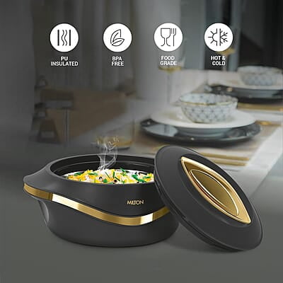 MILTON Pearl 2500 Inner Stainless Steel Casserole, 2.1 litres, Black