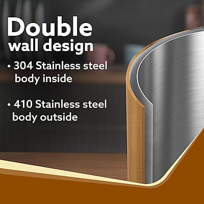 AGARO Insignia Electric Kettle, 1.8L, Double Layered Kettle, 100% Stainless Steel Inner Metallic Gold