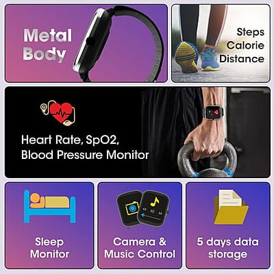 Roll over image to zoom in Zebronics DRIP Smart Watch with Bluetooth Calling, 4.3cm (1.69"), 10 Built-in & 100+ Watch Faces, 100+ Sport Modes, 4 Games, Voice Assistant, 8 Menu UI,