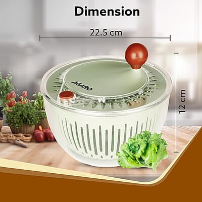 AGARO Elite Salad Spinner, 5L, Vegetable Cleaner, Removes Excess Water and Pesticides, Cleans Vegetables Thoroughly, Use for Mixing Salad with Dressing