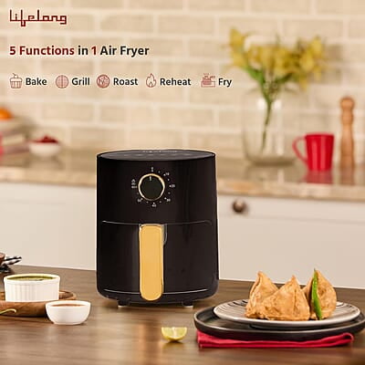 Lifelong 2.5L Air Fryer For Home-800W Small Airfryer Machine To Fry,Bake&Roast With Timer Control-Oil Free Fryer Machine-Electric Air-Fryer With 360° Black Lifelong 2.5L Air Fryer For Home-800W Small Airfryer Machine To Fry,Bake&Roast With Timer Control-Oil Free Fryer Machine-Electric Air-Fryer With 360° Black