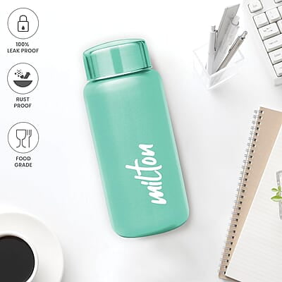 MILTON Aqua 500 Stainless Steel Water Bottle, 500 ml Single walled Leak Proof