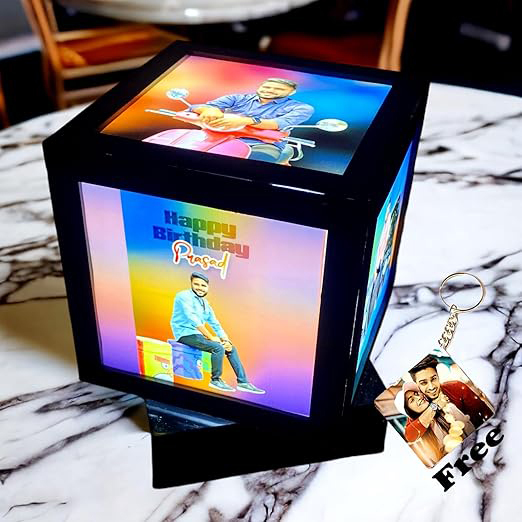Sublimation Printed Led Rotating Lamp with Anniversary Gift for Couple Special, Birthday Gift Box Night LED Lamp Sublimation Printed Led Rotating Lamp with Anniversary Gift for Couple Special, Birthday Gift Box Night LED Lamp