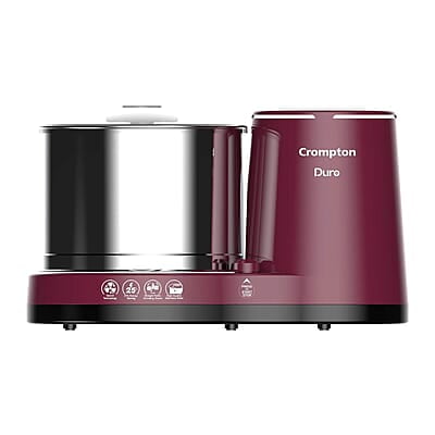 Crompton Greaves Duro 2-L Wet Grinder with Motor Vent-X Technology 1 Jar with Coconut Scrapper and Atta Kneader Accessories