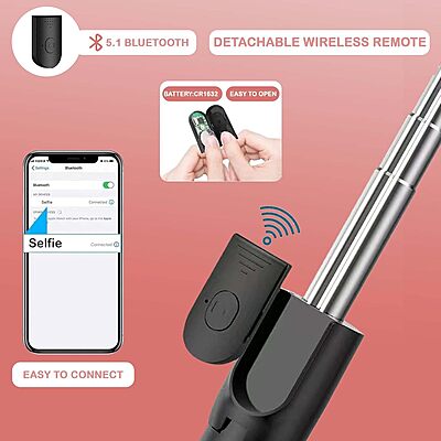 Kratos Selfie Stick Tripod Stand, 3 in 1 Multifunctional Design, Rechargable LED Light Kratos Selfie Stick Tripod Stand, 3 in 1 Multifunctional Design, Rechargable LED Light