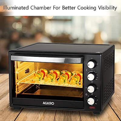 AGARO Marvel 48 Liters Oven Toaster Griller, Motorised Rotisserie and Convection Cake Baking OTG with 3 Heating Mode, (Black).