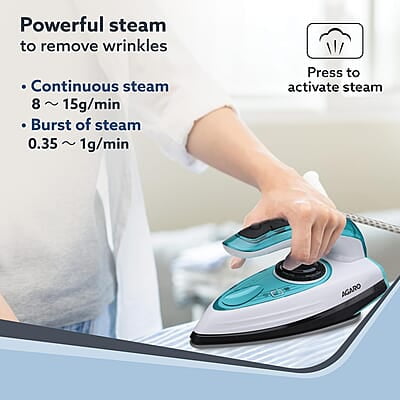 AGARO Primo Travel Steam Iron, 1200W, Compact, Ceramic Coated Sole plate