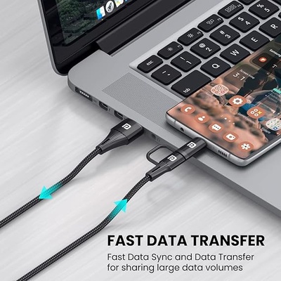 Portronics Konnect J7 20W Fast Charging with Dual Output (Type C + Micro USB), Changeable Metallic Heads, 480 Mbps Data Transfer, 1M (Black) Portronics Konnect J7 20W Fast Charging with Dual Output (Type C + Micro USB), Changeable Metallic Heads, 480 Mbps Data Transfer, 1M (Black)