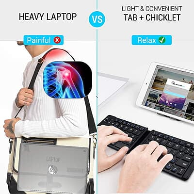 Portronics Chicklet Foldable QWERTY Keyboard, Mini Pocket Sized, Rechargeable, Bluetooth Wireless, One Touch Connect Button