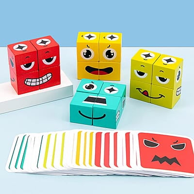 Emoji Cube Face Change Game for Kids, Learning Educational Emotion Change Blocks, Cute Face Changing Cube, Expressions Puzzles Toy for Kids Ages 3 Years and Up 54 Cards Emoji Cube Face Change Game for Kids, Learning Educational Emotion Change Blocks, Cute Face Changing Cube, Expressions Puzzles Toy for Kids Ages 3 Years and Up 54 Cards
