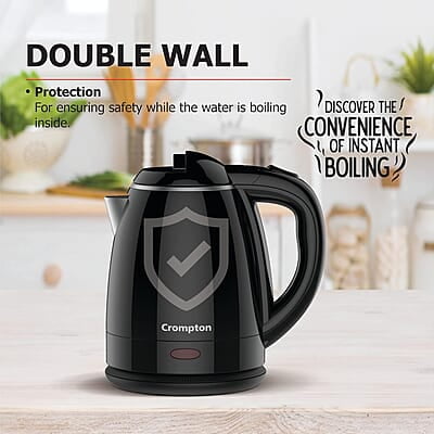 Crompton Activ Hot 1.5 litres Cool Touch Electric Kettle (Black), 1500 Watts