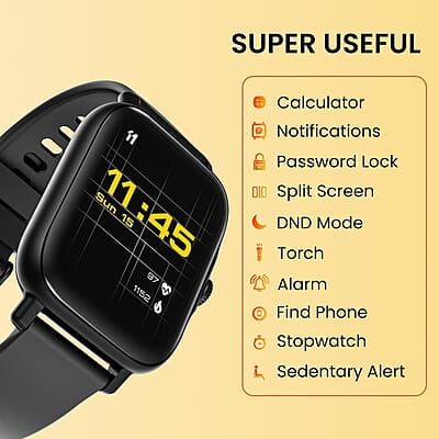 ElevOne 1.85" Display BT Calling Smartwatch, Multiple Watch Faces, Stress Monitor, Heart & SpO2 Monitoring, 50 Sports Modes, Sleep Monitor, 7 Days Battery