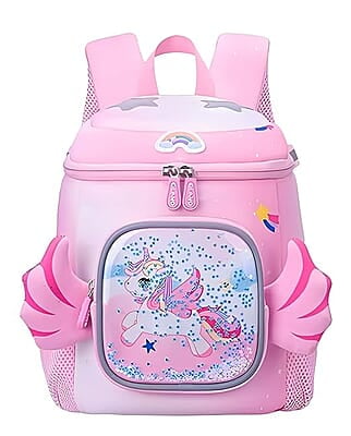 3D Unicorn Design Large Capacity School Bags with Slip Over Buckle for Kindergarten Kids Primary School Nursery Backpack Size(13.0x10.23x7 Inch)