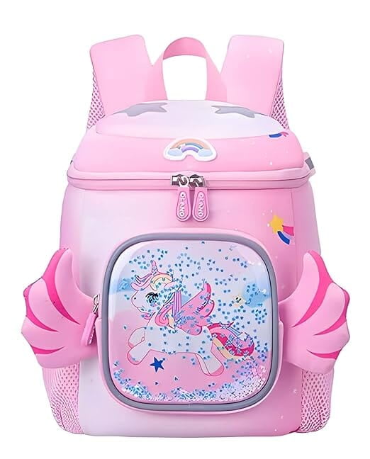 3D Unicorn Design Large Capacity School Bags with Slip Over Buckle for Kindergarten Kids Primary School Nursery Backpack Size(13.0x10.23x7 Inch)