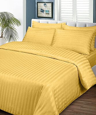 Duvet / Comforter Cover Glace Cotton 300 TC - Striped - Yellow