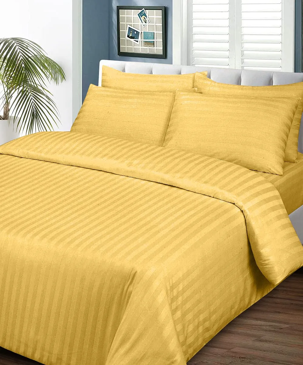 Bedsheet (Fitted) Glace Cotton 300 TC - Striped - Yellow Bedsheet (Fitted) Glace Cotton 300 TC - Striped - Yellow