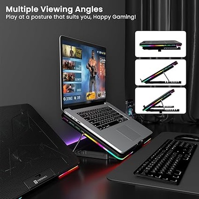 Portronics My Buddy Air Cooling Pad Laptop Stand with 6 Cooling Fans, RGB Lights, 7 Adjustable Heights, Mobile Stand for Upto 17 Inches Laptop (Black) Portronics My Buddy Air Cooling Pad Laptop Stand with 6 Cooling Fans, RGB Lights, 7 Adjustable Heights, Mobile Stand for Upto 17 Inches Laptop (Black)