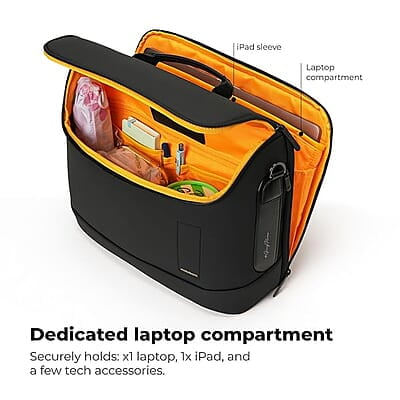 MOKOBARA The Transit Briefcase Vegan Leather & Nylon 15L Laptop Crossbody Messenger Bag for Men & Women