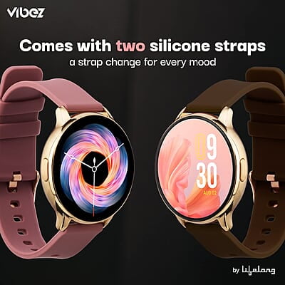 Vibez by Lifelong Smartwatch for Women with 2 Silicone Straps, Bluetooth Calling, HD Display, Multiple Watch Faces, Sports Modes, Health Tracking