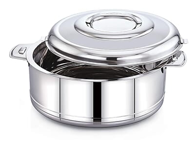 TWIN BIRDS Helio Stainless Steel Casserole for Roti | Steel Tiffin Box | Insulated Casserole 2500ml | Hotpot Roti Box with Steel Lid | Stainless Steel Serving Dish