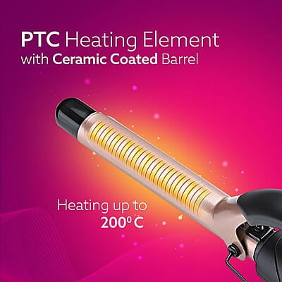 AGARO HC7001 Hair Curler with 19MM Barrel, Rod, Tong, Tourmaline Infused Ceramic Coated Plates