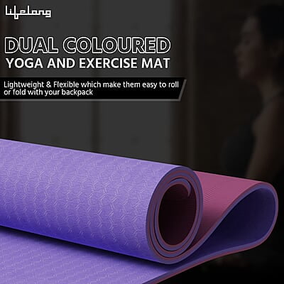 Lifelong Dual Color TPE Material Yoga Mat for Women & Men 6mm Anti-Slip Yoga Mat for Gym Workout Exercise Mat Lifelong Dual Color TPE Material Yoga Mat for Women & Men 6mm Anti-Slip Yoga Mat for Gym Workout Exercise Mat