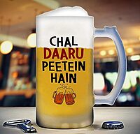 Sublimation Printed Froster Beer Mug With Chal Daaru Peetein Hain   Beer Glass Mug