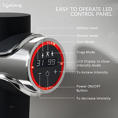 Lifelong Gun Massager for Pain Relief with Cold Compression & 99 Speed Settings - Rechargeable, 5 Massage Heads, 3 Modes for Full Body Deep Tissue Percussion Massage