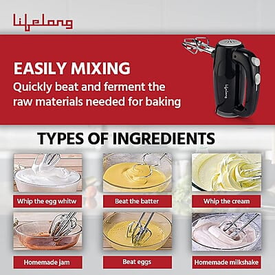 Lifelong LLHM01 150 W Regalia Hand Mixer For Mixing Cake Batters, Atta