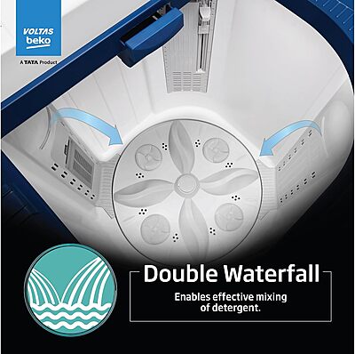 Voltas Beko, A Tata Product 8 Kg 5 Star Semi-automatic Top Load Washing Machine with Double Waterfall Technology