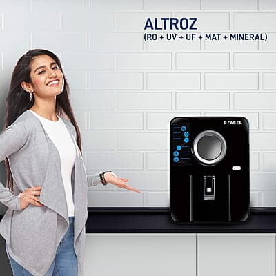 Faber Altroz (RO+UV+UF+MAT) with Heavy Duty Membrane Upto 3000 TDS Water Purifier, Black, 10 Liter Faber Altroz (RO+UV+UF+MAT) with Heavy Duty Membrane Upto 3000 TDS Water Purifier, Black, 10 Liter
