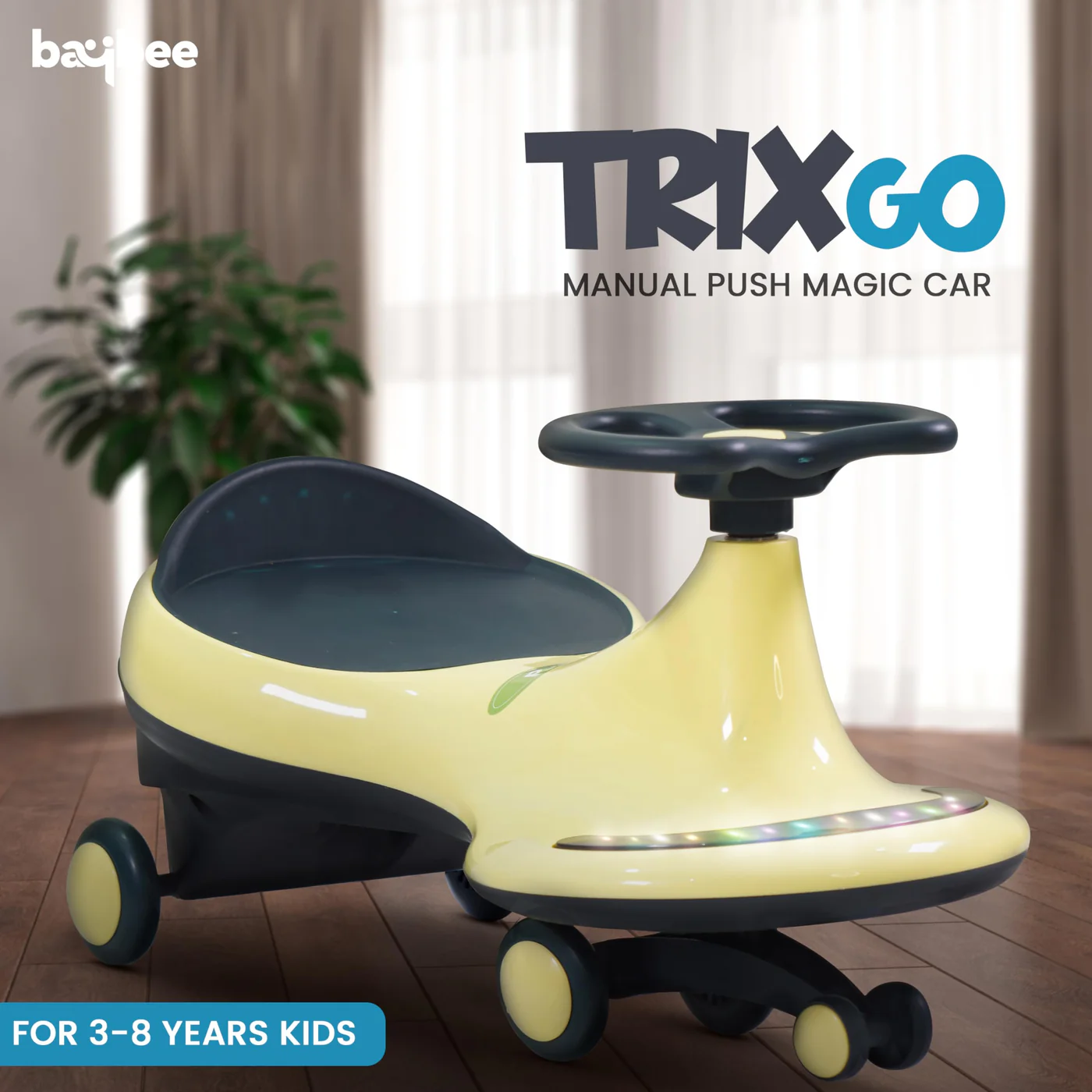 Baybee Trix Go Kids Magic Swing Cars for Kids-Yellow