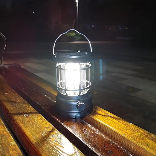 Solar Camping Lantern, USB Rechargeable Retro Dimmable Horse Camp Lamp Outdoor