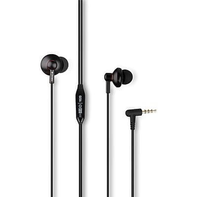 Zebronics Zeb-Buds 10 In Ear Wired Earphones with Mic, Metallic Design, L Shaped Connector, 13.5mm NdFeb Drivers