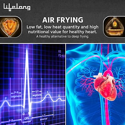 Lifelong Fryo Air Fryer 1400W with 4.5L Large Cooking Pan Capacity, Timer Selection and Fully Adjustable Temperature Control
