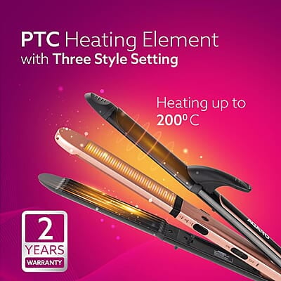 AGARO HS1119 3-in1 Hair Styler, Straightner, Crimper, Curler For Women