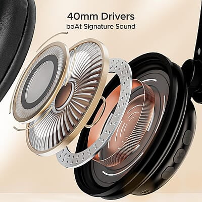 boAt Rockerz 450 Bluetooth On Ear Headphones with Mic, Upto 15 Hours Playback, 40MM Drivers, Padded Ear Cushions, Integrated Controls and Dual Modes