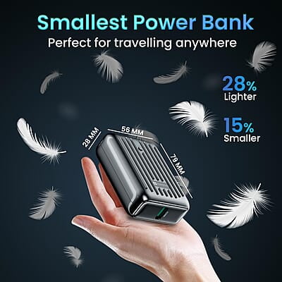 Portronics Zapcell 10k 10000mAh 22.5W Pocket Size Powerbank With Compact And Light Weight Design