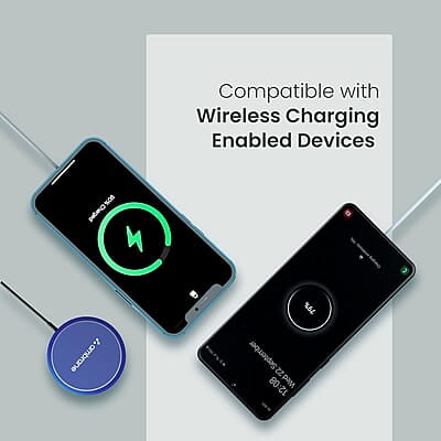 Ambrane Aero-Sync 15 Watt Fast Charging Wireless Pad, Compatible with Wireless Charging Enabled Devices, Smartphones
