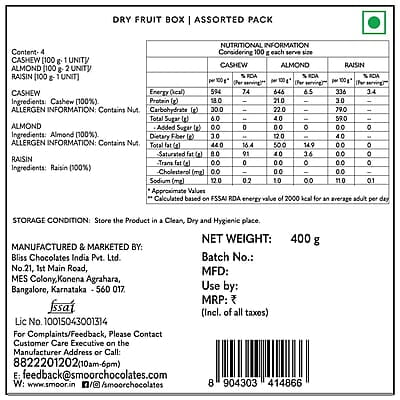 SMOOR Dry Fruit Premium Gift Hamper Special Occasions 400g Pack of 1