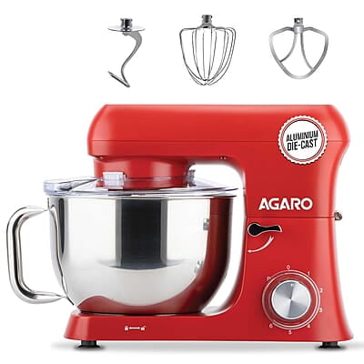 AGARO Supreme Stand Mixer 1500W with 6.2L SS Bowl, 6 Speed Setting, Pulse Function, Die Cast Aluminium Body, Copper Motor