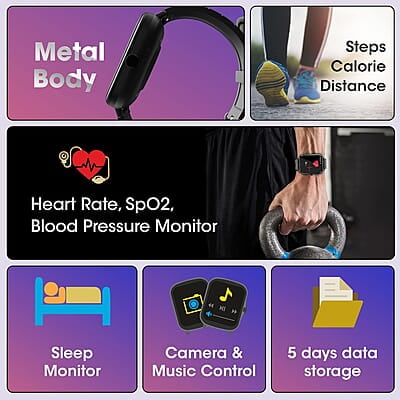 Zebronics DRIP Smart Watch with Bluetooth Calling, 4.3cm (1.69"), 10 built-in & 100+ Watch Faces, 100+ Sport Modes, 4 built-in Games, Voice Assistant, 8 Menu UI, Fitness Health & Sleep Tracker