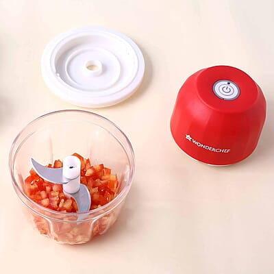 Wonderchef Zippy Rechargeable Wireless Electric Cordless Chopper, Stainless Steel 350 ML, 30 Watts