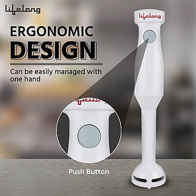 Lifelong Stainless Steel 300 Watts Hand Blender Low Noise Anti-Splash