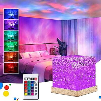 Projector Lights Ocean Wave, Romantic Warm Ocean Wave Water Night Light Projector 3D Water Wave Effect, Romantic LED Light Projector Projection Lamps Crystal Table Lamp for Bedroom Decor Projector Lights Ocean Wave, Romantic Warm Ocean Wave Water Night Light Projector 3D Water Wave Effect, Romantic LED Light Projector Projection Lamps Crystal Table Lamp for Bedroom Decor