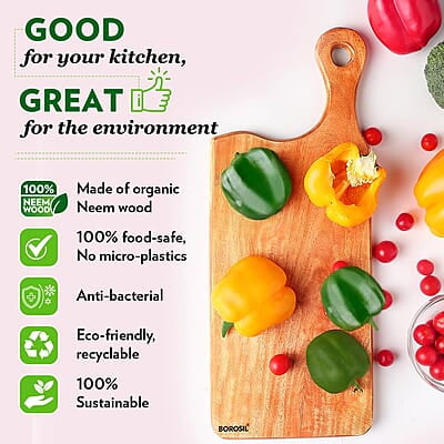 Borosil Premium Organic Neem Wood 17 mm Chopping Board
