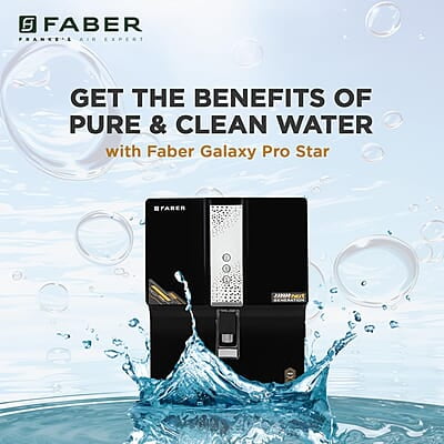 Faber Galaxy Pro Star (RO + UV + UF+ MAT) 7L Storage 8 Stage Filtration Pre & Post Carbon Upto 2500 PPM TDS Faber Galaxy Pro Star (RO + UV + UF+ MAT) 7L Storage 8 Stage Filtration Pre & Post Carbon Upto 2500 PPM TDS